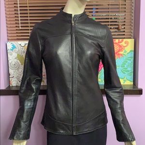 Michael Trent black lambskin fitted leather jacket